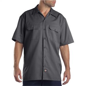 Short Sleeve Twill Work Shirt Dark Grey 