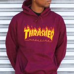 Thrasher Flame Logo Hood Maroon