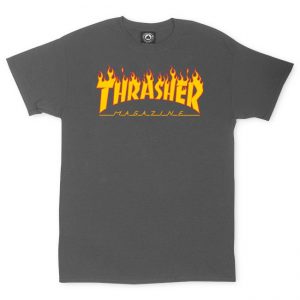 Thrasher Flame Logo T-Shirt Charcoal