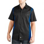 Two-Tone Short Sleeve Work Shirt Blue