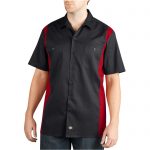 Two-Tone Short Sleeve Work Shirt Red